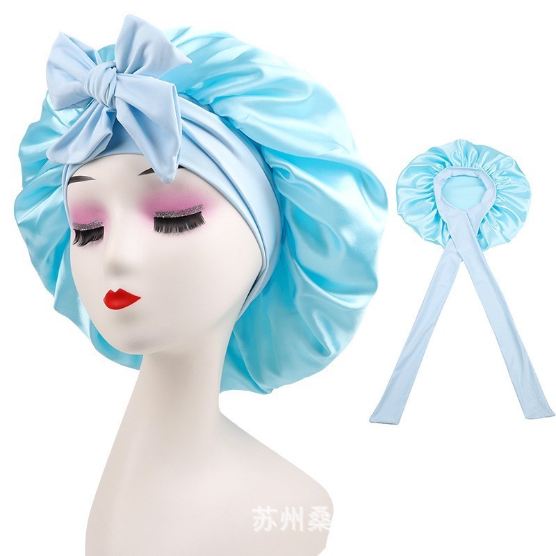 Stretch Ribbon Bowknot Silk Bonnet