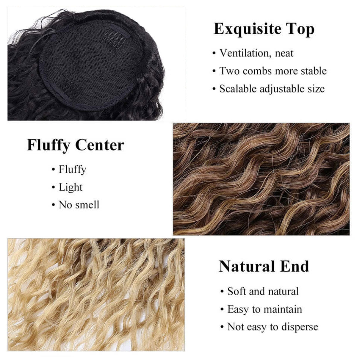 Synthetic Curly Drawstring Ponytail (Color T4/27)