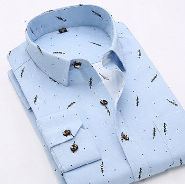 Men's White Dress Shirt with Navy Floral Pattern – Elegant, Classic & Versatile