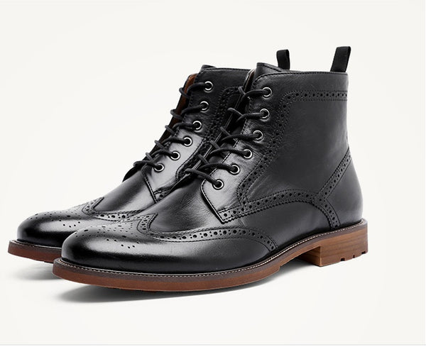 Luxury Leather Brogue Ankle Boots – Timeless Elegance & Craftsmanship