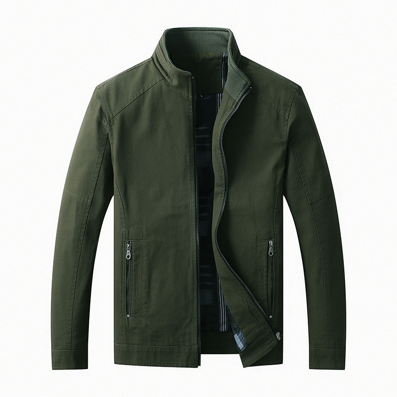 Men's Casual Faux Leather Jacket with Zipper Pockets
