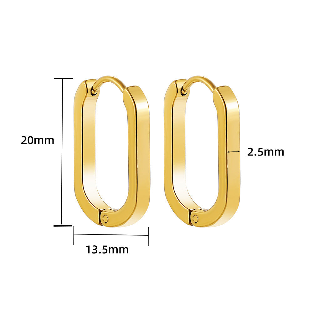 U-shaped Oval Stainless Steel Earring Geometry