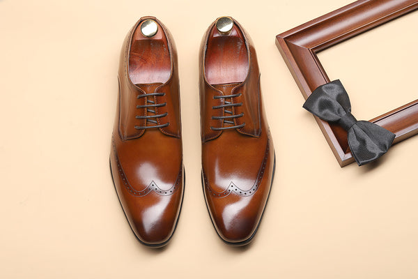 Luxury Leather Oxford Shoes – Elegant Brogue Detailing in Black & Brown