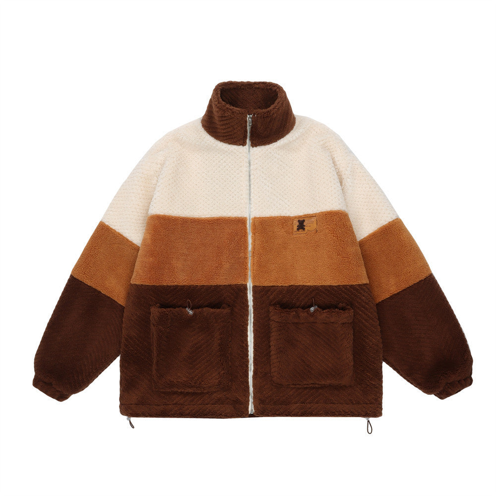 Men's Color Block Sherpa Fleece Jacket