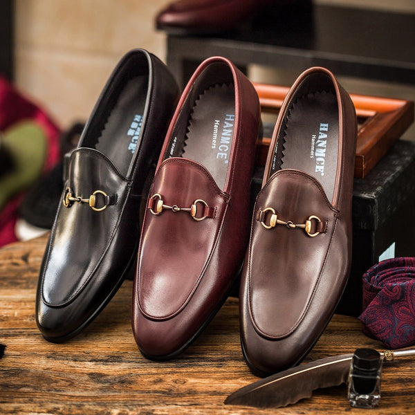Luxury Leather Loafers – Elegant Horsebit Detail in Black, Burgundy & Brown