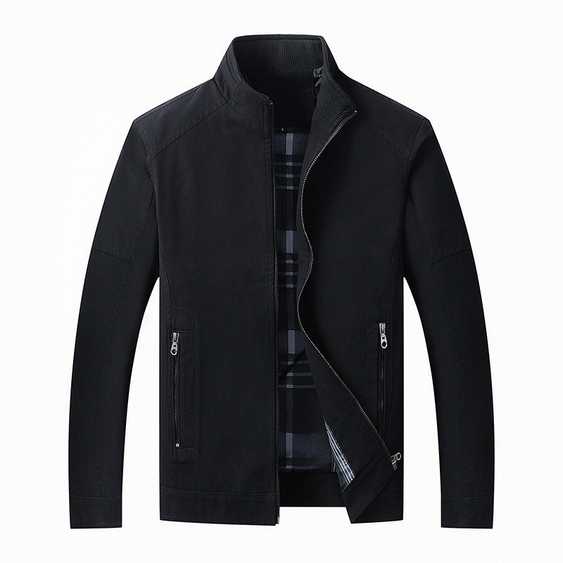 Men's Casual Faux Leather Jacket with Zipper Pockets