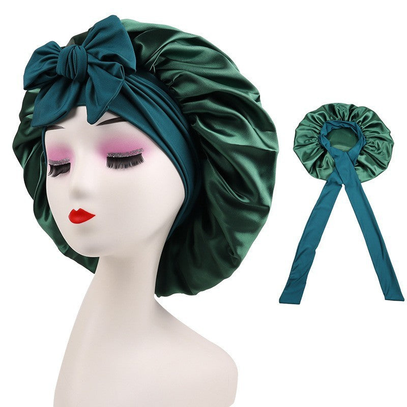 Stretch Ribbon Bowknot Silk Bonnet