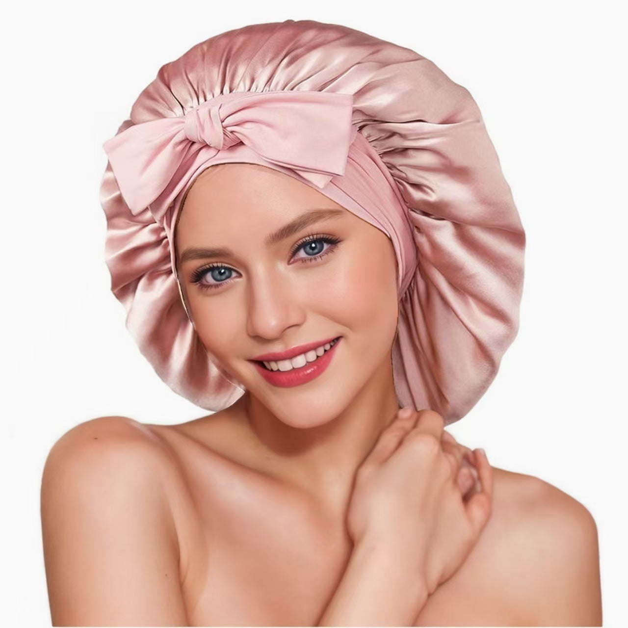 Stretch Ribbon Bowknot Silk Bonnet