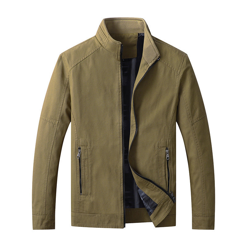 Men's Casual Faux Leather Jacket with Zipper Pockets