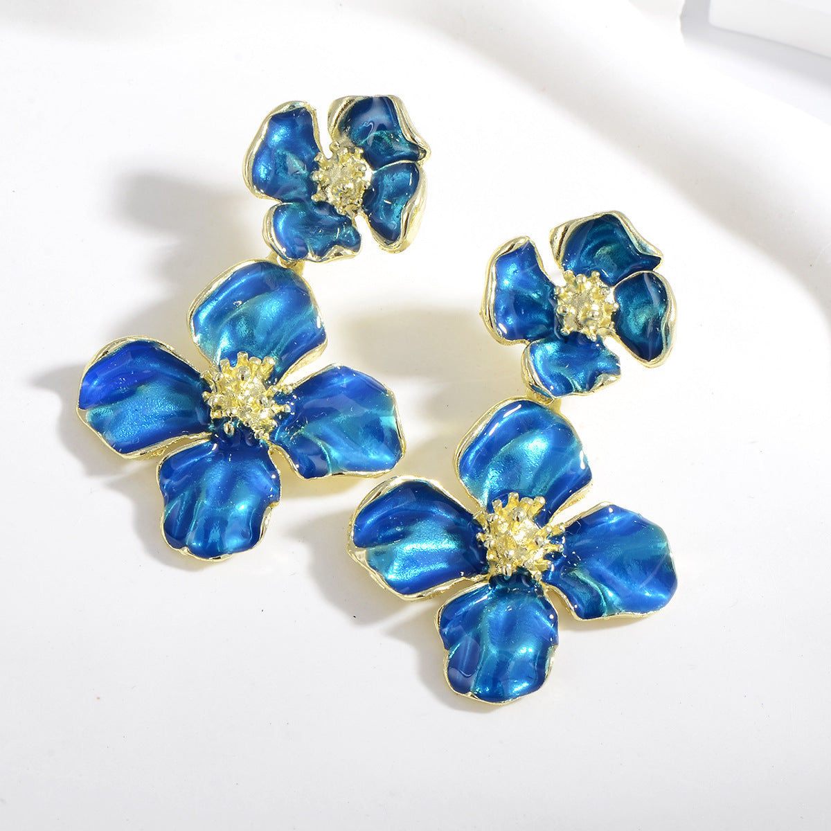 Drop Oil Camellia Earrings