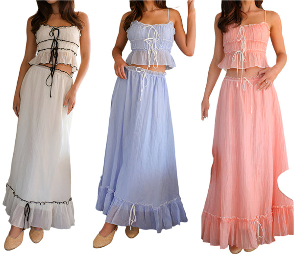 Delise Strappy Bow Skirt Set