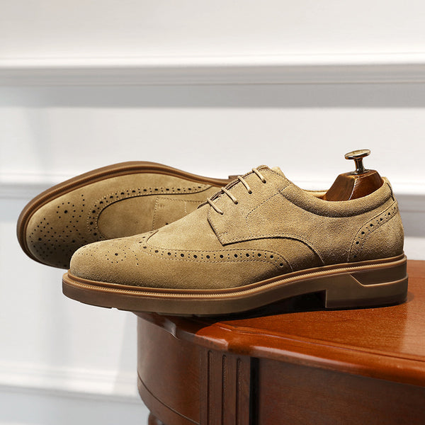 New Vintage Engraving Suede Leather Breathable Shoes Men