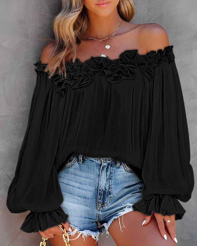 Off Shoulder Bubble Sleeves Top