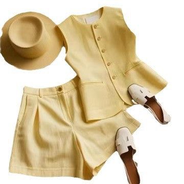 Sunny Linen Vest & Shorts Set