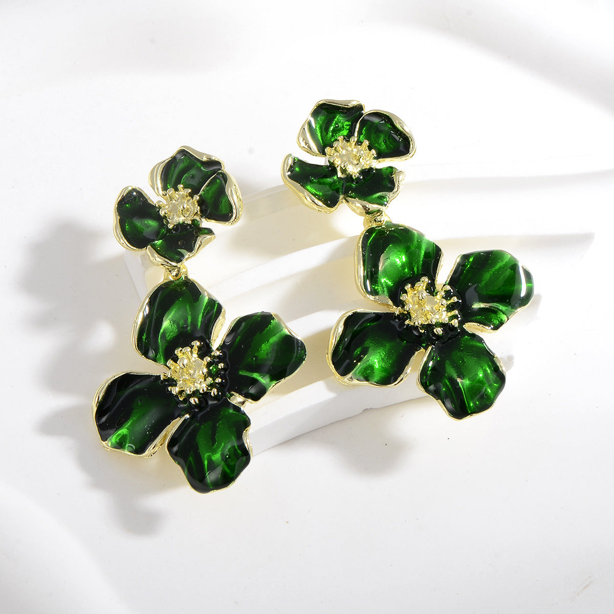 Drop Oil Camellia Earrings