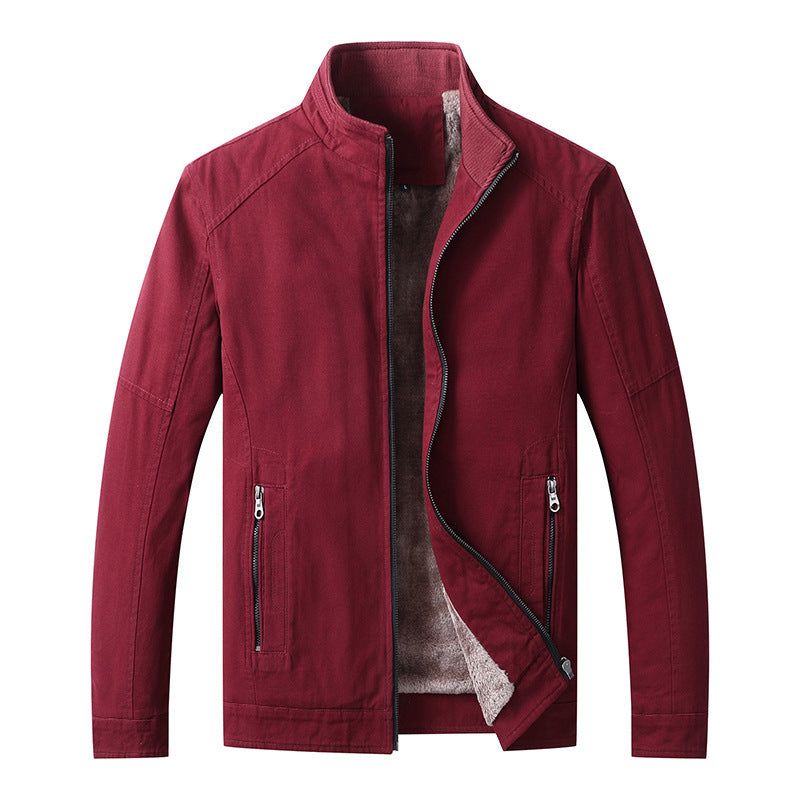 Men's Casual Faux Leather Jacket with Zipper Pockets
