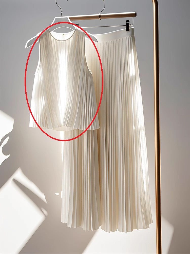 Vera White Pleated Skirt Two-piece Set