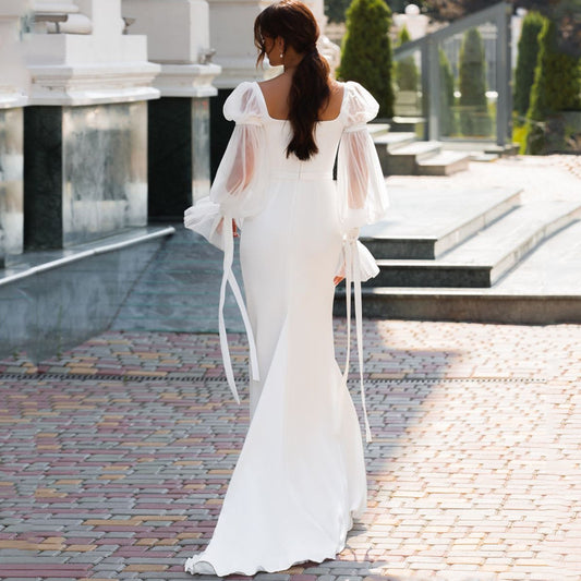 Precious Puff Sleeves Long Dress