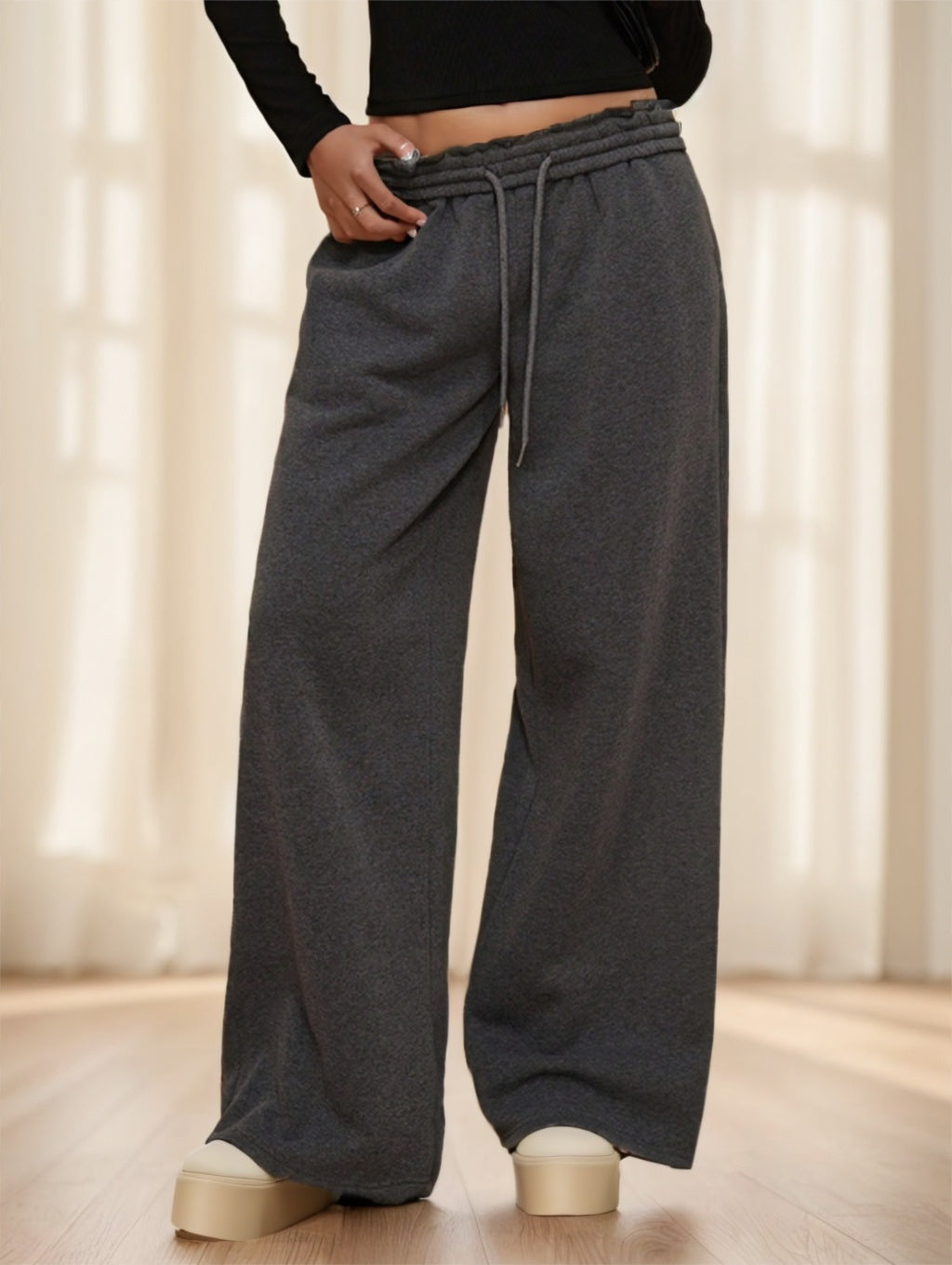 Thermal Lined Wide Leg Sweatpants