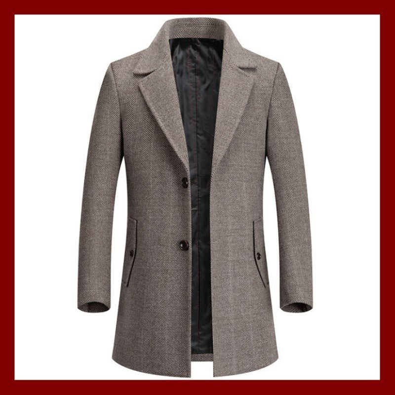 Men's Classic Gray Wool Blend Overcoat