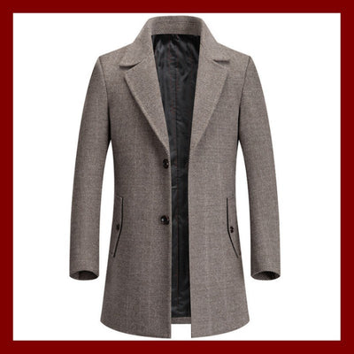 Men's Classic Gray Wool Blend Overcoat