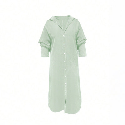 Striped Maxi Long Sleeve Shirt Dress