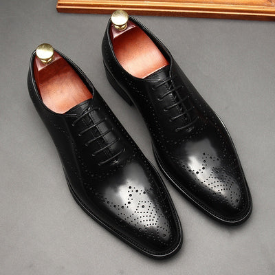 Men Luxury Cognac Leather Brogue Oxford Shoes – Classic Elegance & Craftsmanship