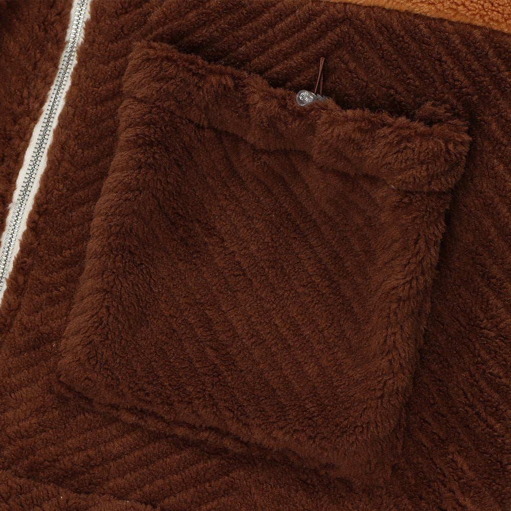 Men's Color Block Sherpa Fleece Jacket