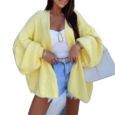 Lantern Sleeve Knitted Cardigan