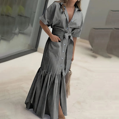 Striped Button Down Maxi Dress