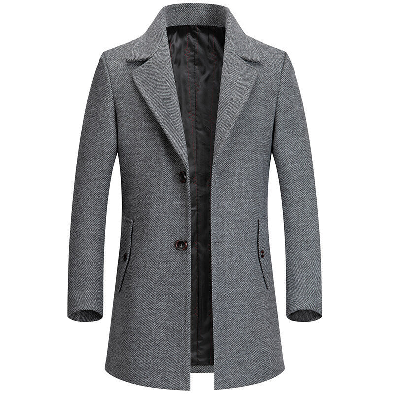 Men's Classic Gray Wool Blend Overcoat