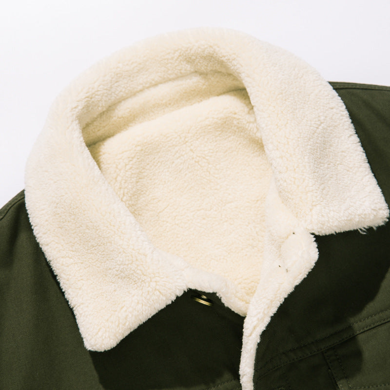 Men’s Tan Corduroy Trucker Jacket with Sherpa Collar