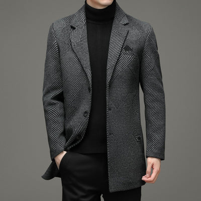 Men's Stylish Houndstooth Pattern Overcoat