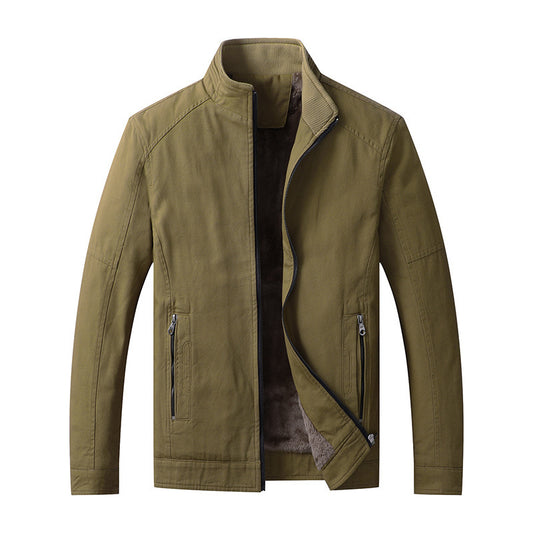 Men's Casual Faux Leather Jacket with Zipper Pockets