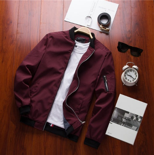 Men's Stylish Bomber Jacket with Zipper Pockets