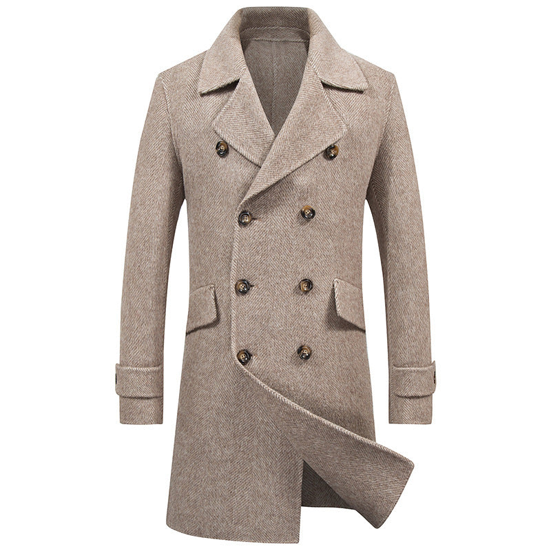 Men's Classic Double-Breasted Wool Overcoat – Timeless Elegance & Warmth