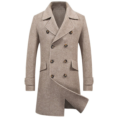 Men's Classic Double-Breasted Wool Overcoat – Timeless Elegance & Warmth