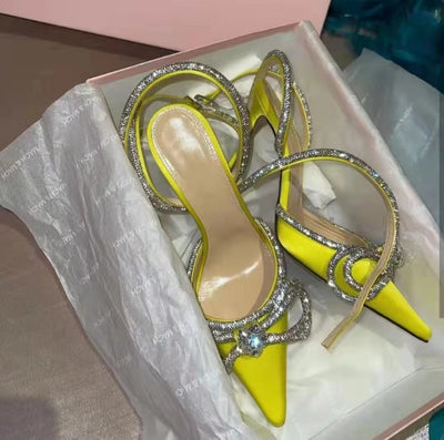 Silk Back Bandage Women's Stiletto Heel Sandals French Style