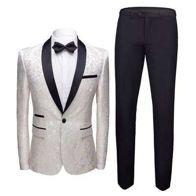 Men's Paisley Pattern Tuxedo Suit with Black Pants