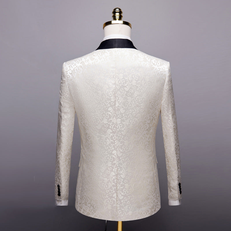 Men's Paisley Pattern Tuxedo Suit with Black Pants
