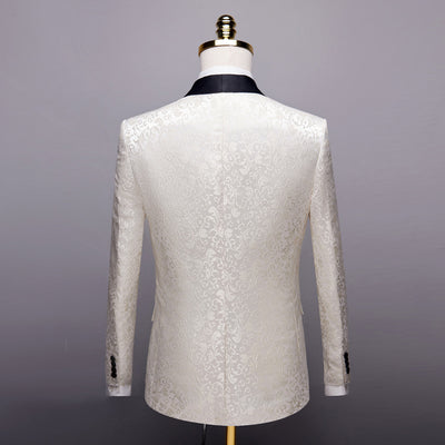 Men's Paisley Pattern Tuxedo Suit with Black Pants