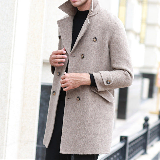 Men's Classic Double-Breasted Wool Overcoat – Timeless Elegance & Warmth