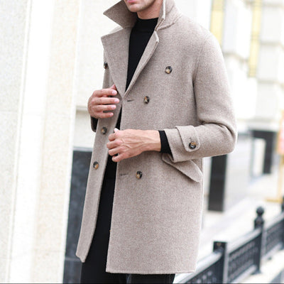 Men's Classic Double-Breasted Wool Overcoat – Timeless Elegance & Warmth