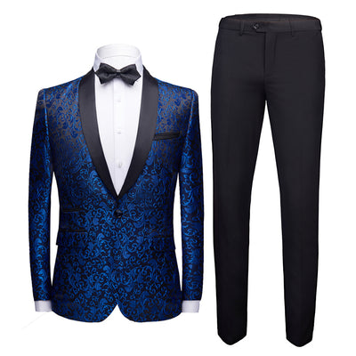 Men's Paisley Pattern Tuxedo Suit with Black Pants