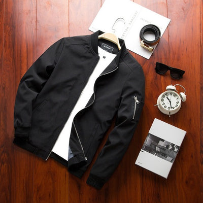 Men's Stylish Bomber Jacket with Zipper Pockets