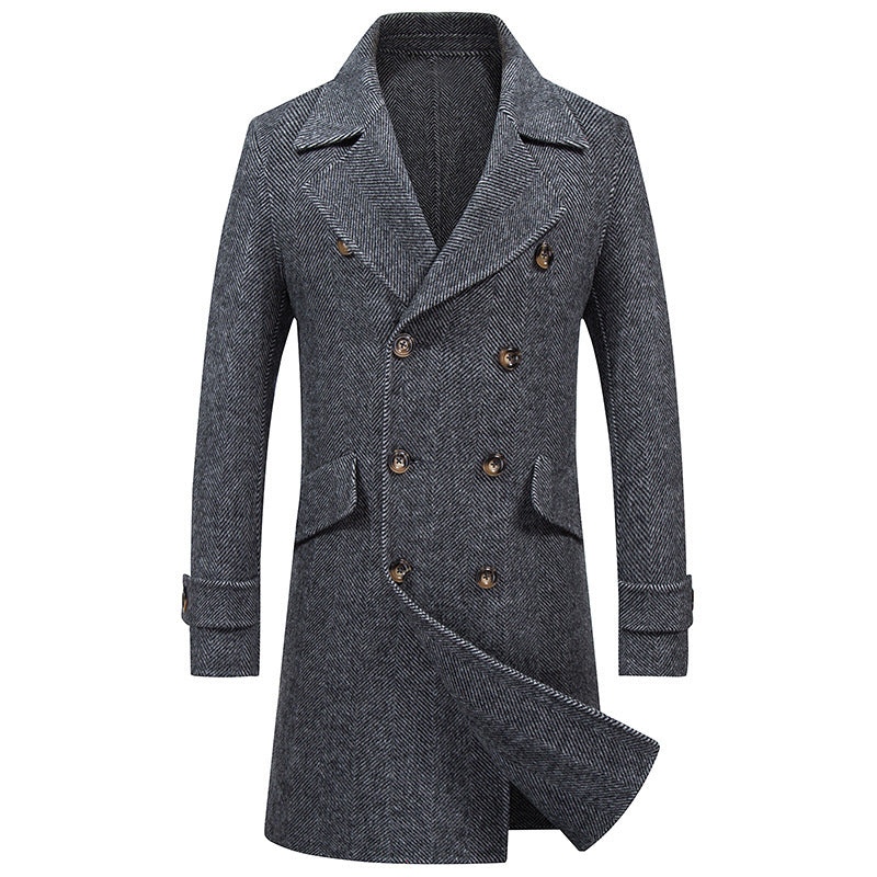 Men's Classic Double-Breasted Wool Overcoat – Timeless Elegance & Warmth