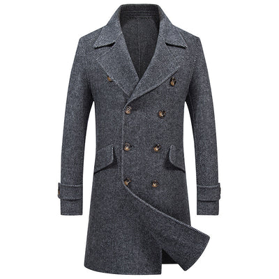 Men's Classic Double-Breasted Wool Overcoat – Timeless Elegance & Warmth