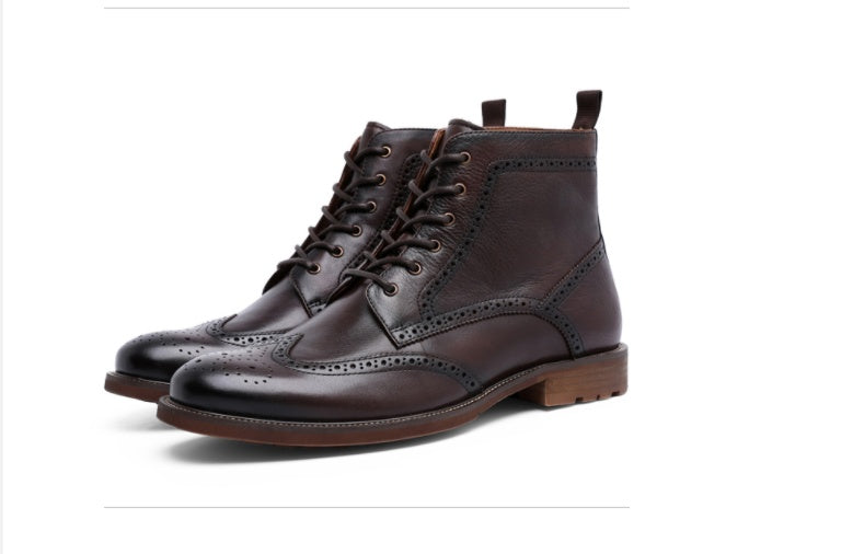Luxury Leather Brogue Ankle Boots – Timeless Elegance & Craftsmanship