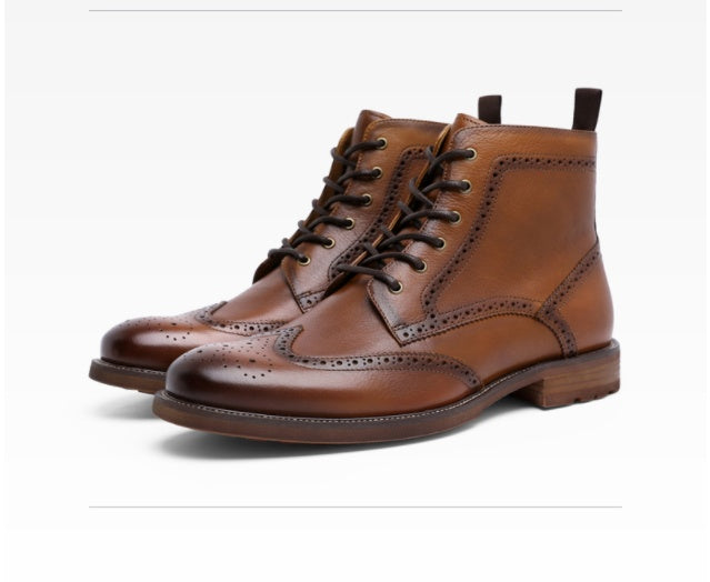 Luxury Leather Brogue Ankle Boots – Timeless Elegance & Craftsmanship