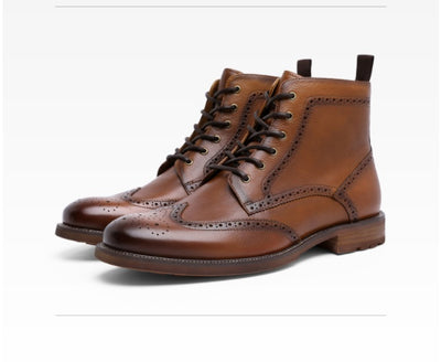 Luxury Leather Brogue Ankle Boots – Timeless Elegance & Craftsmanship